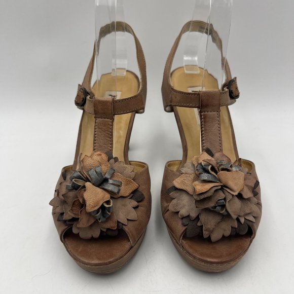 Paul Green Leather Flower T-Strap Peep Toe Heels Size UK 4/US‎ 6.5 - Picture 3 of 11